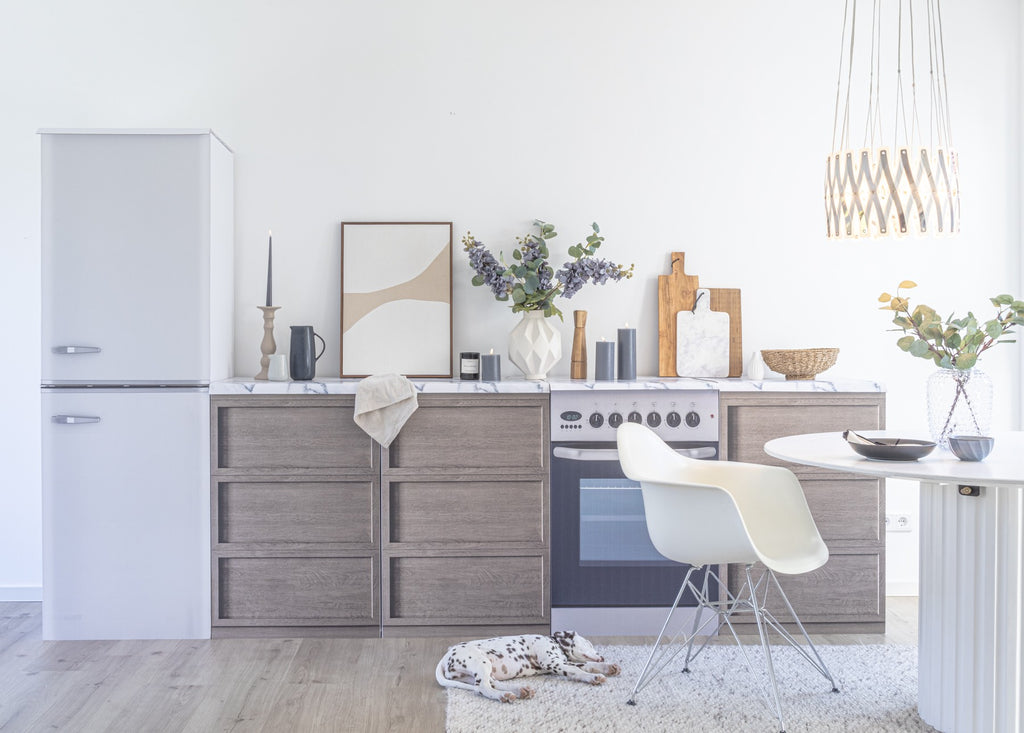 FREEZEBERT køleskabsattrap til Home Staging-papkøkkener