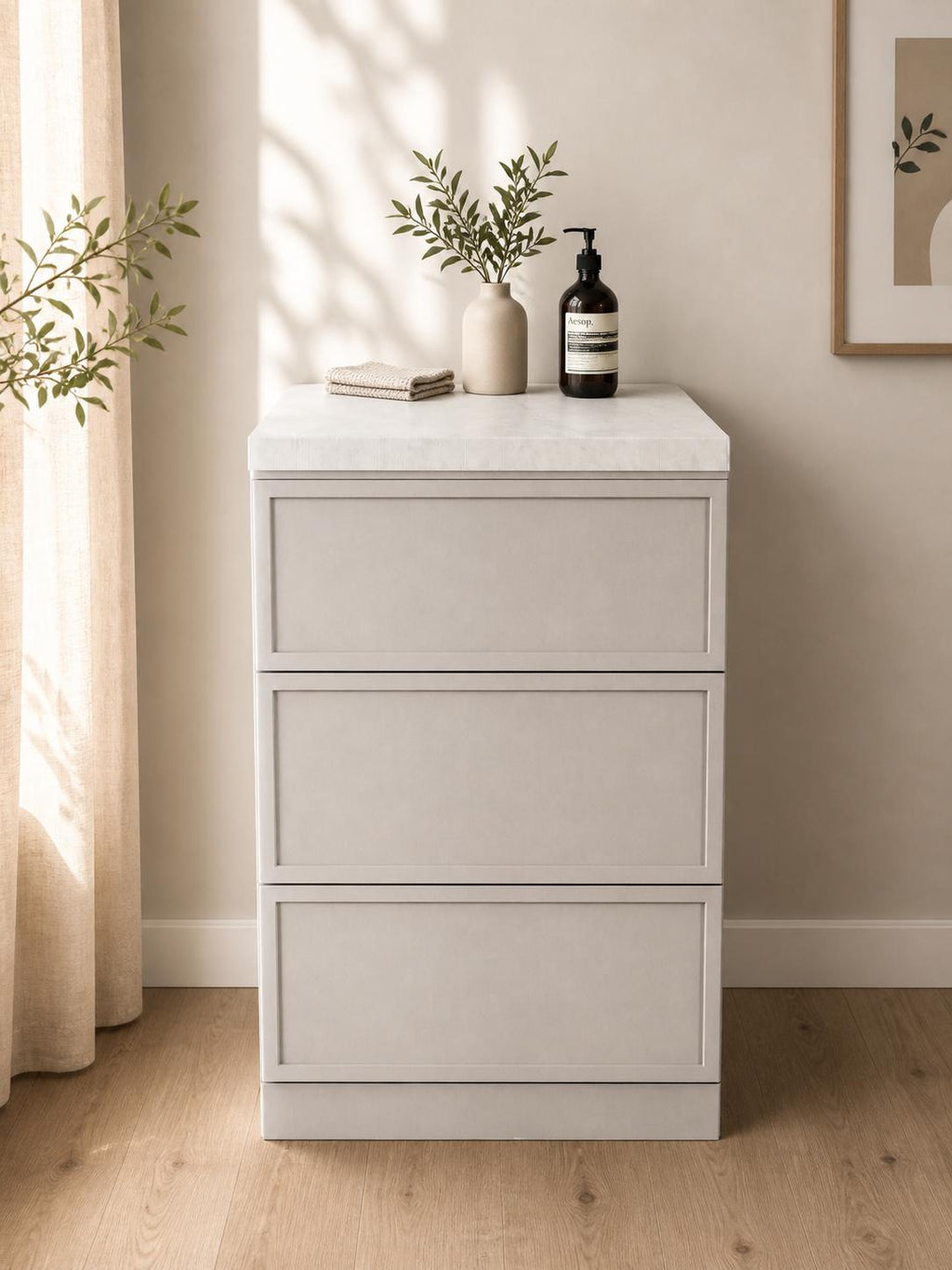 AIK køkkenattrap i beige til Home Staging