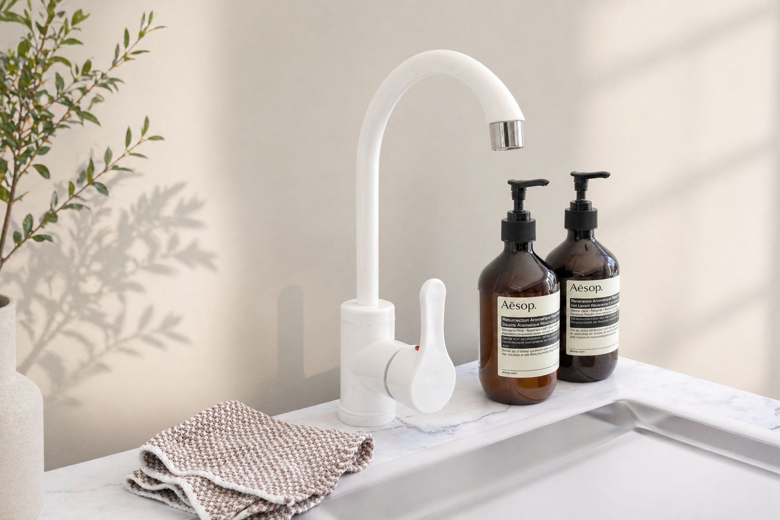 Køkkenmodul med vaskattrap og armatur til Home Staging